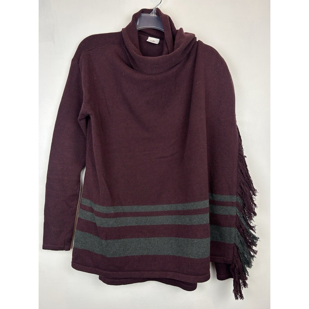 Cabi Sweater Wrap Cardigan Womens S Fringe Draped Oversized Burgundy Old Money